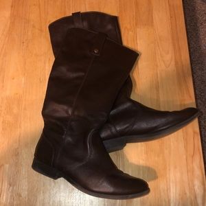 Brown leather boots